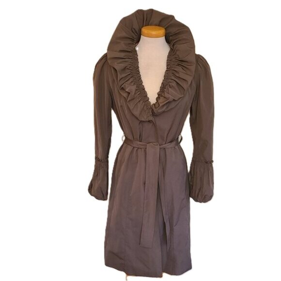 per una Ruffled Collar & Bell Sleeve Belted Coat - Picture 1 of 12